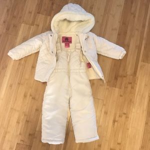 Girls cream snow suit and puffy jacket 2-piece set